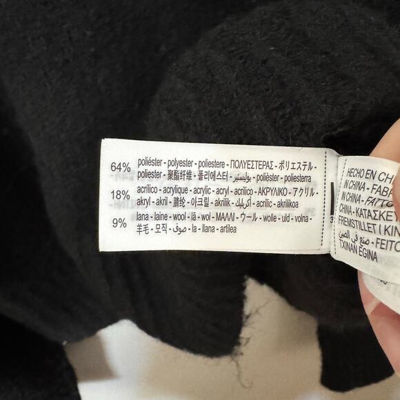 ZARA Soft Knit Sweater Black Funnel Neck Size medium Cropped flare sleeve - Picture 6 of 7